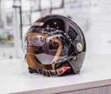 Nón 3/4 BULLDOG POM Cao Cấp - Đen Bóng