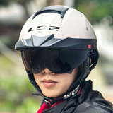 MŨ 1/2 LS2 REBELLION HH590 - TRẮNG BÓNG
