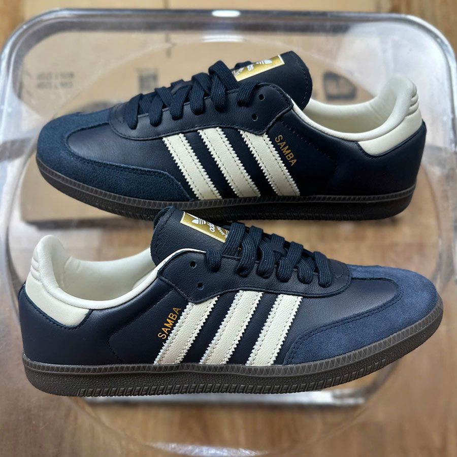  (Bản da thật) Adidas Samba OG Night Navy White Gum 
