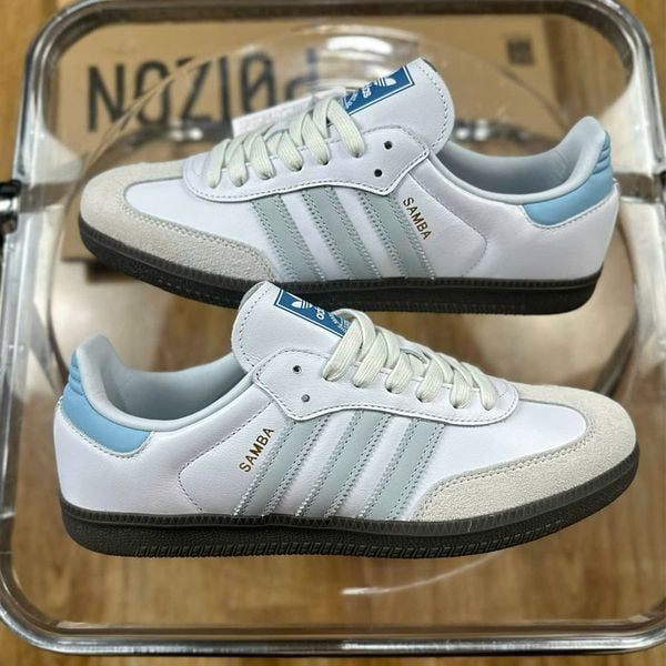  (Bản da thật) Adidas Samba White Halo Blue 