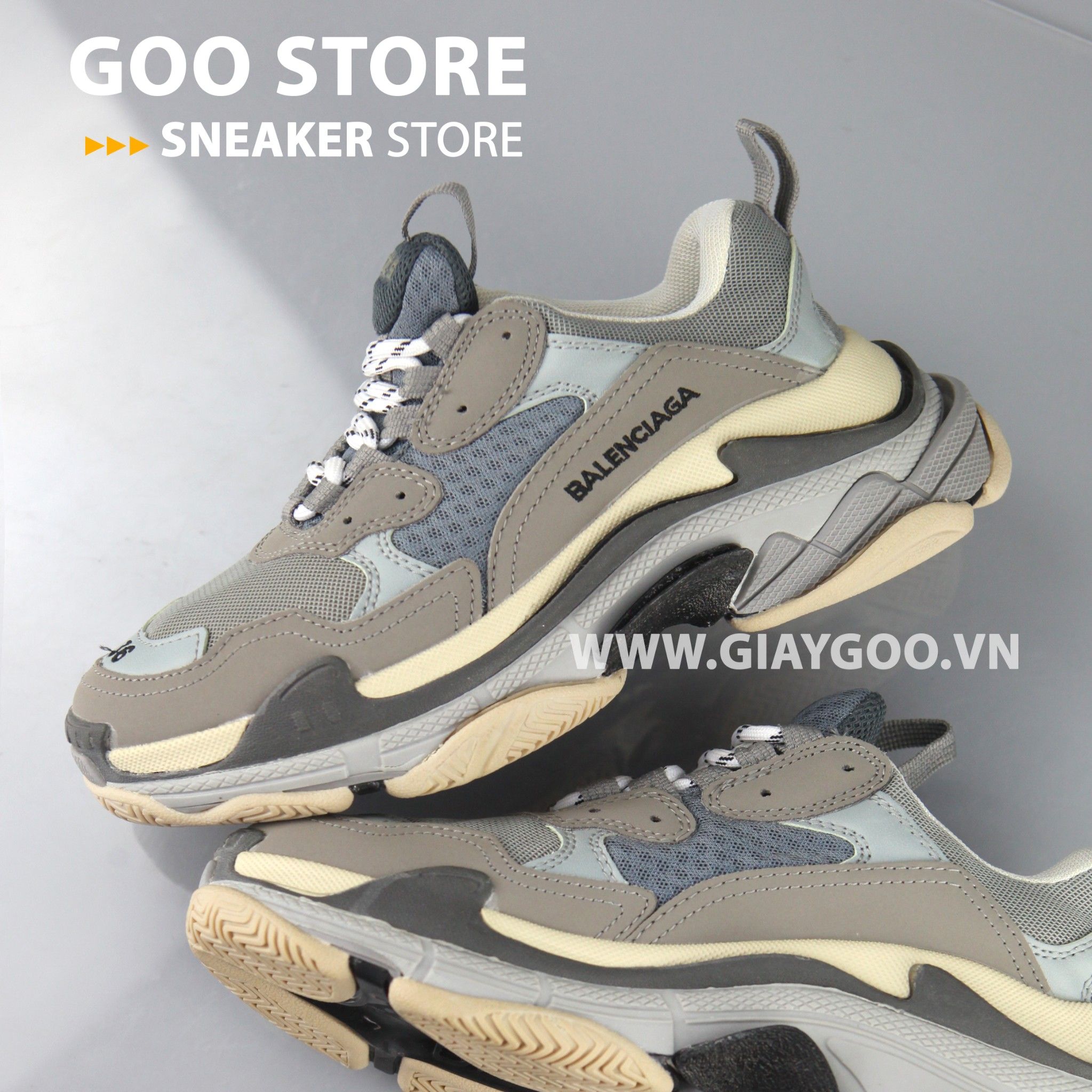 Giày Balenciaga Triple S Trainers Black Grey Đen Bạc Replica 11