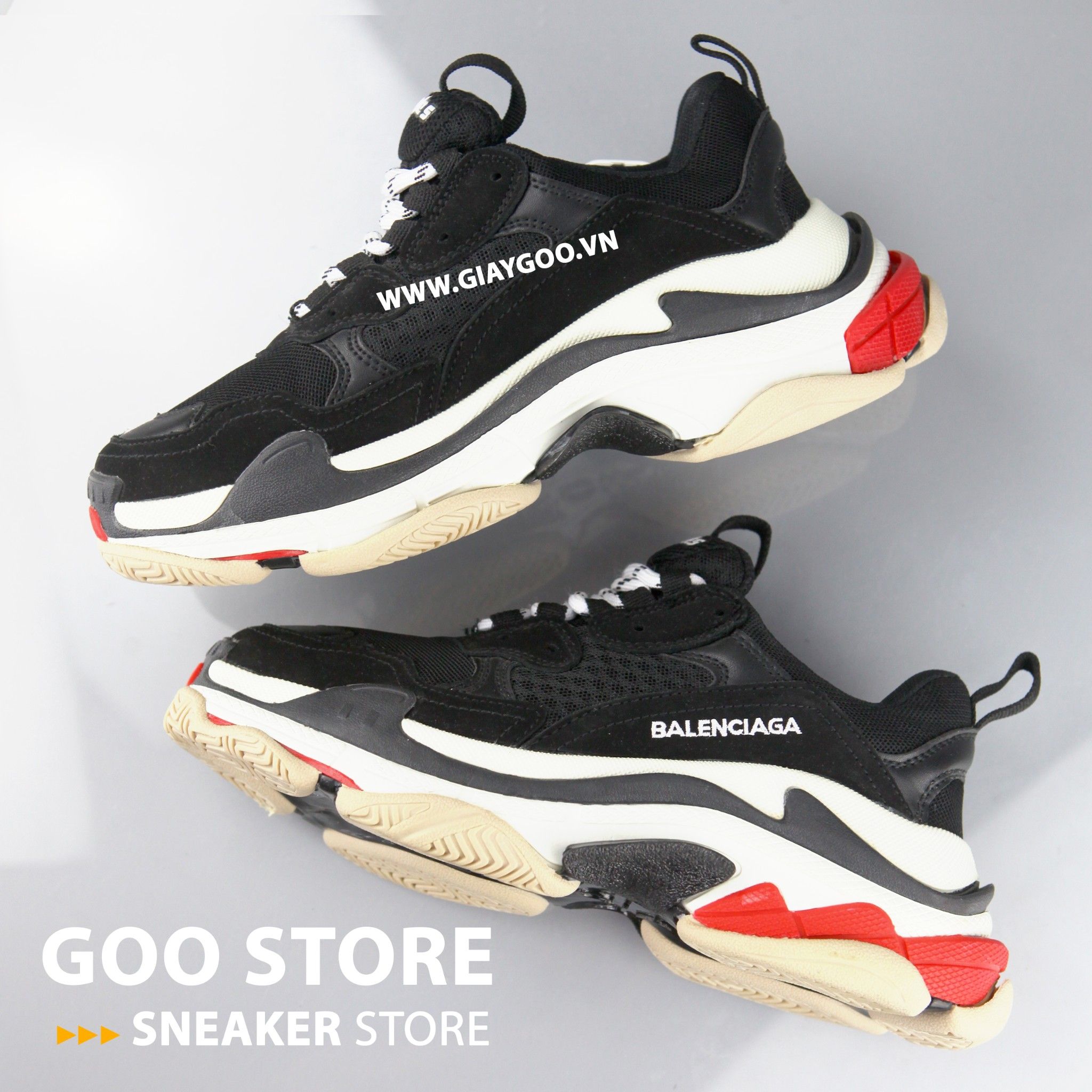  Giày Balenciaga Triple S đen đỏ 