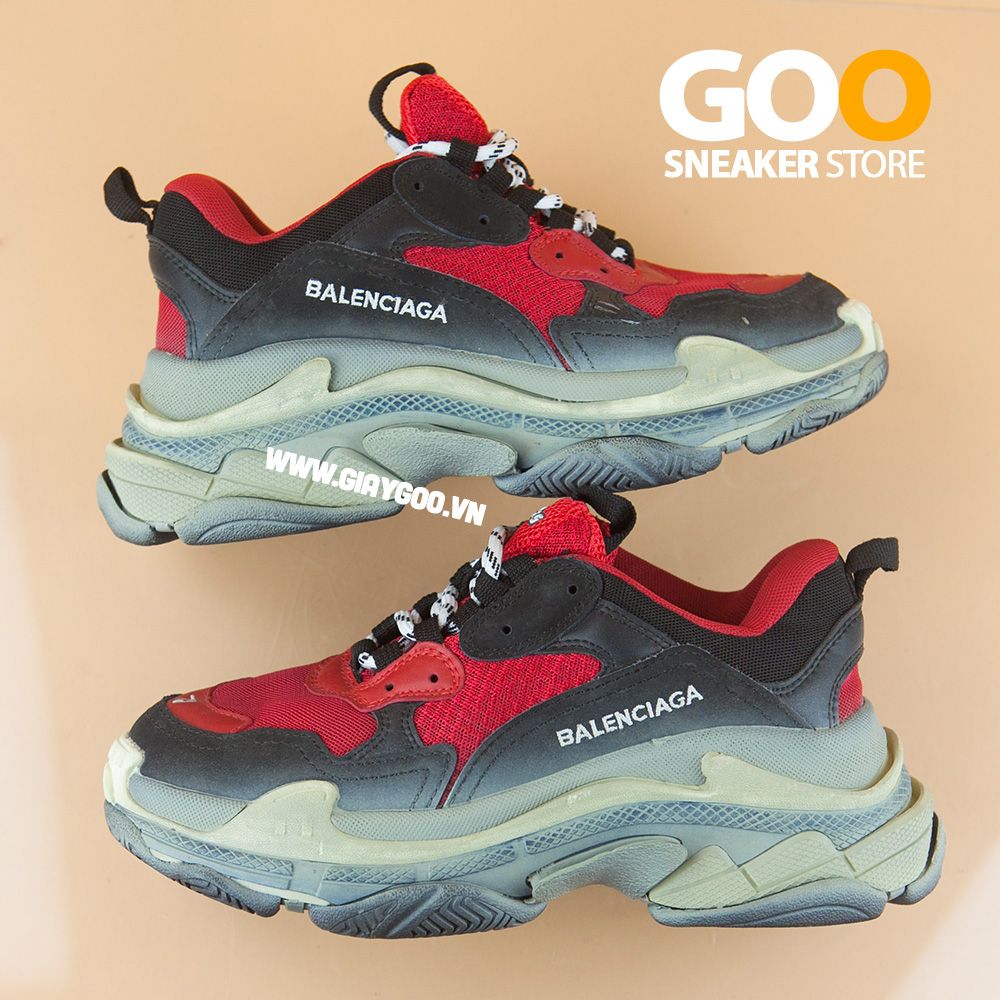  Giày Balenciaga Triple S đỏ đen 