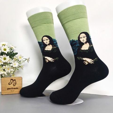  Vớ dài họa tiết nghệ thuật nàng Mona Lisa 
