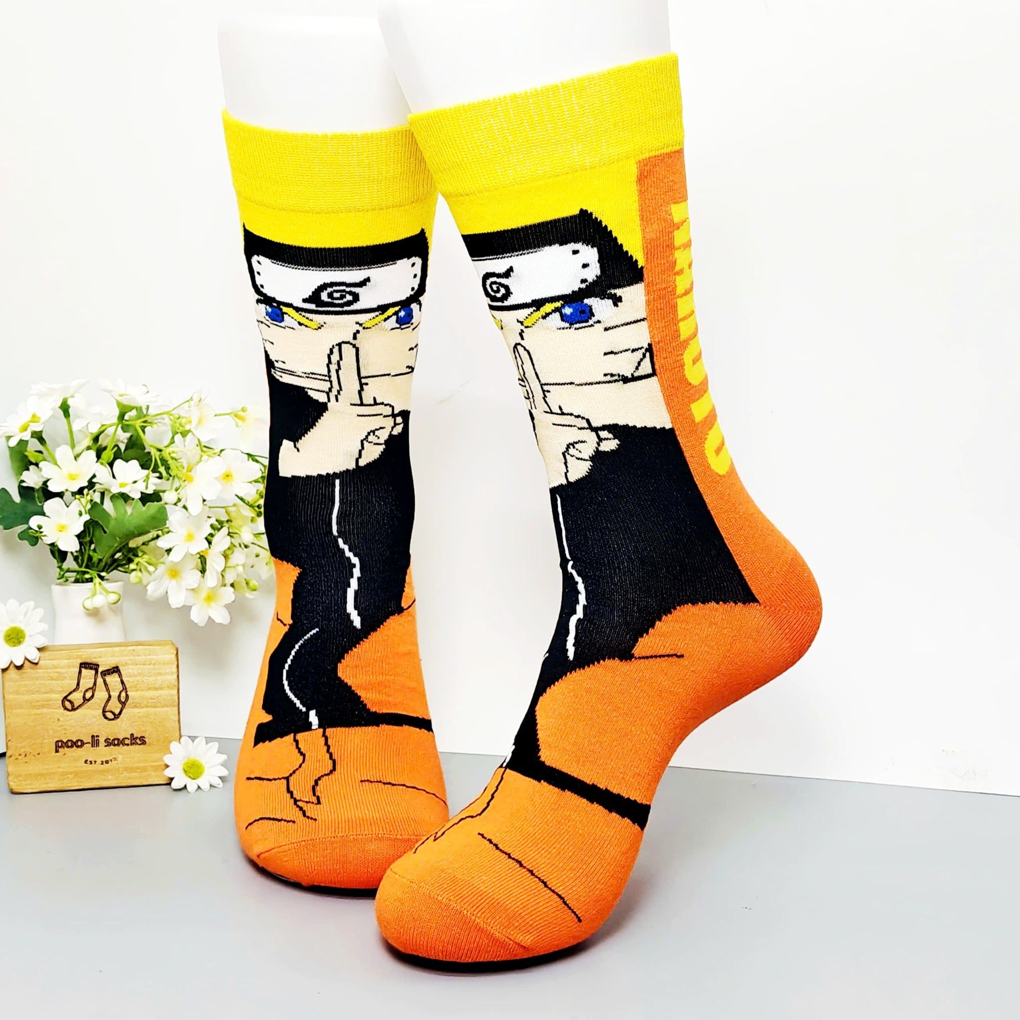 Vớ dài cam hoạ tiết NARUTO kết ấn vàng cam