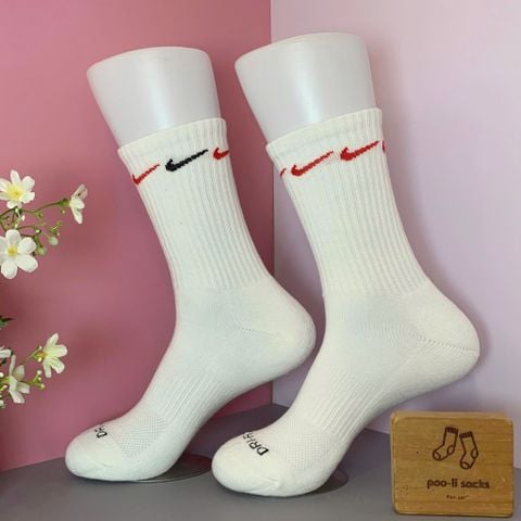  Vớ dài họa tiết logo đen đỏ 