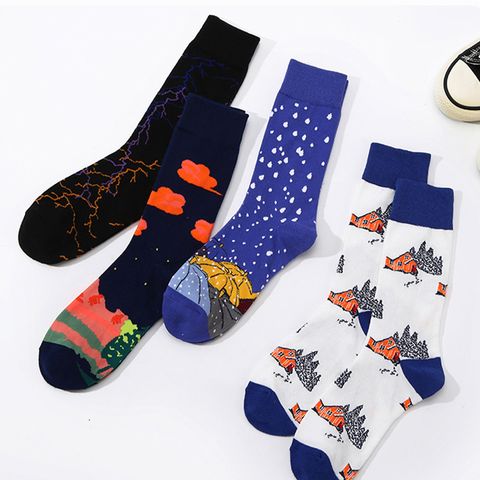 Vớ dài hoạ tiết thiên nhiên vớ nam nữ 