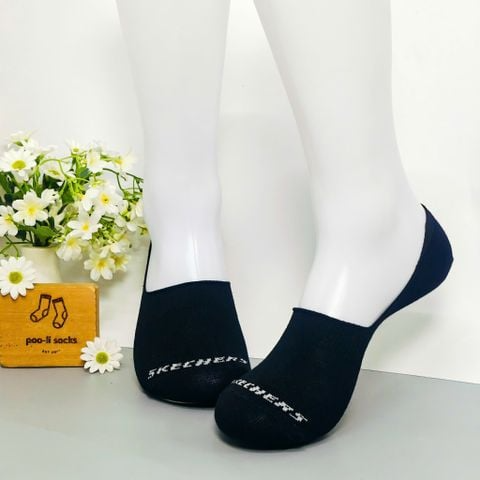 Vớ giấu họa tiết thể thao Skechers đen chữ to