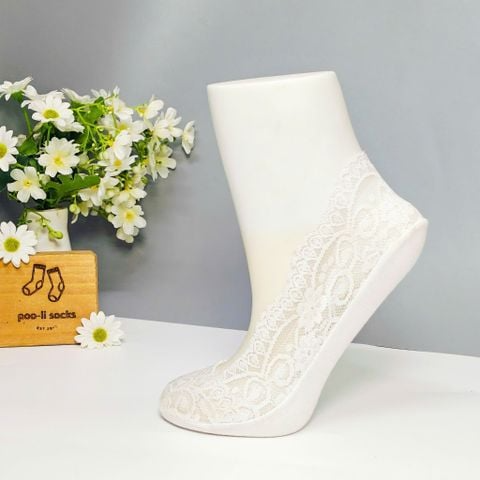 Vớ giấu ren màu trơn trắng
