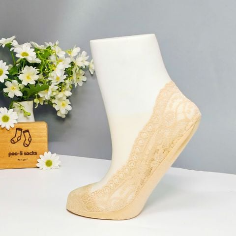 Vớ giấu ren màu trơn da đậm
