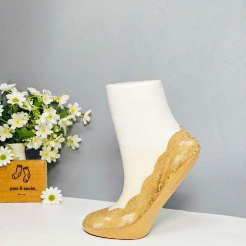 Vớ giấu ren màu trơn vàng