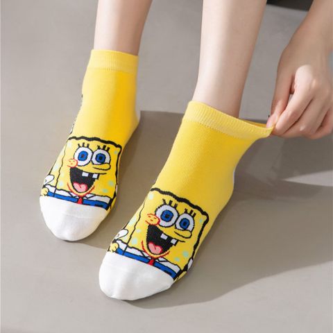 Vớ ngắn Vớ họa tiết Vớ hoạt hình Vớ SPONGEBOB Vớ màu vàng 