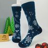 Vớ dài xanh lá hoạ tiết nai nhảy trắng