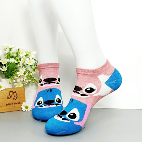 Vớ ngắn họa tiết Stitch hồng xanh