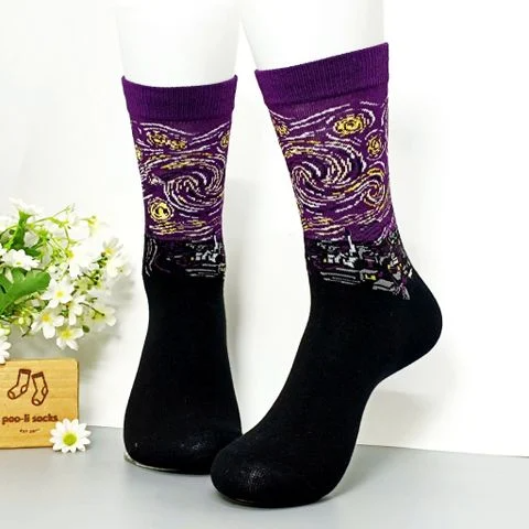 Vớ dài họa tiết StarryNight tím