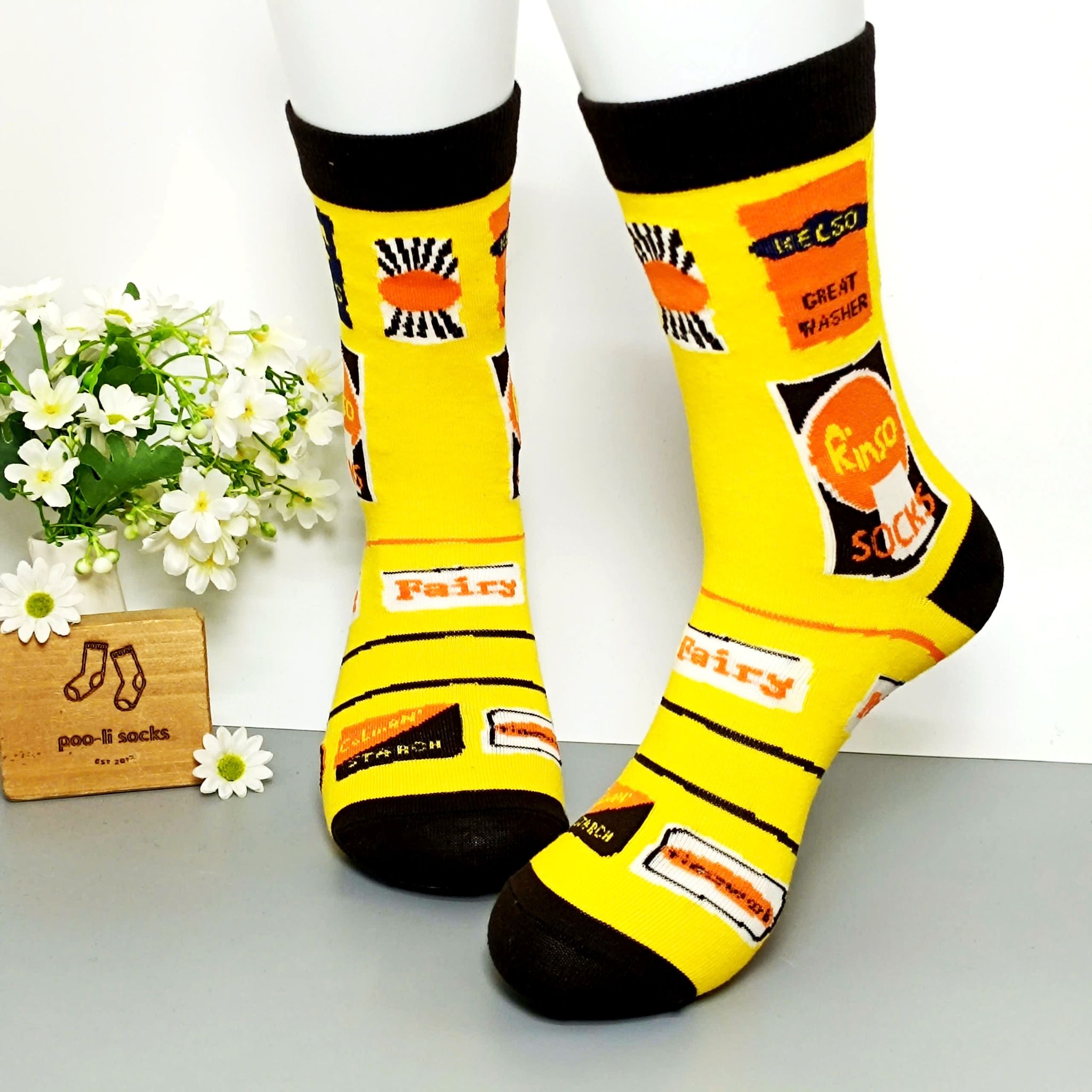 Vớ dài họa tiết chữ Fairy vàng cam