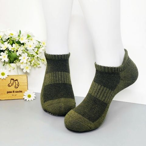 Vớ ngắn màu trơn gót cao xanh lá