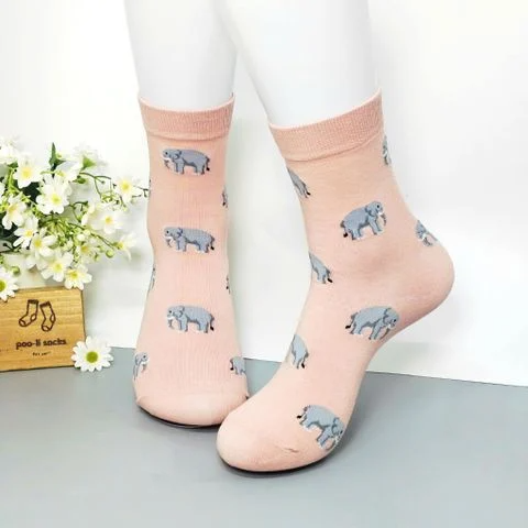 Vớ trung hoạ tiết động vật hồng voi