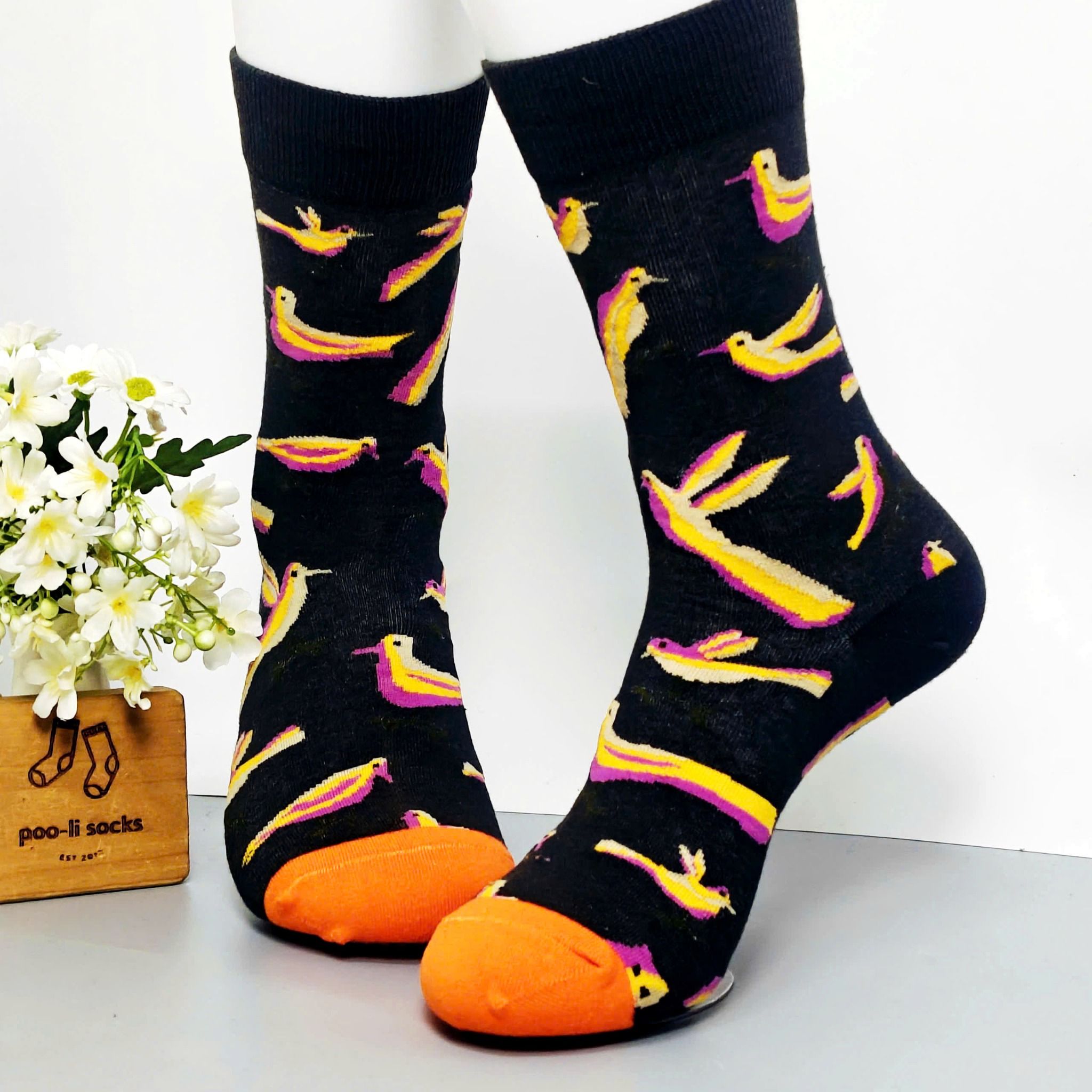 Vớ dài họa tiết hoa và chim