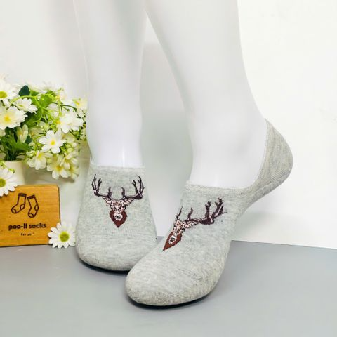 Vớ ngắn hoạ tiết sừng nai màu xám nhạt