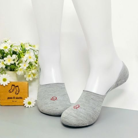 Vớ giấu họa tiết thể thao xám logo đỏ