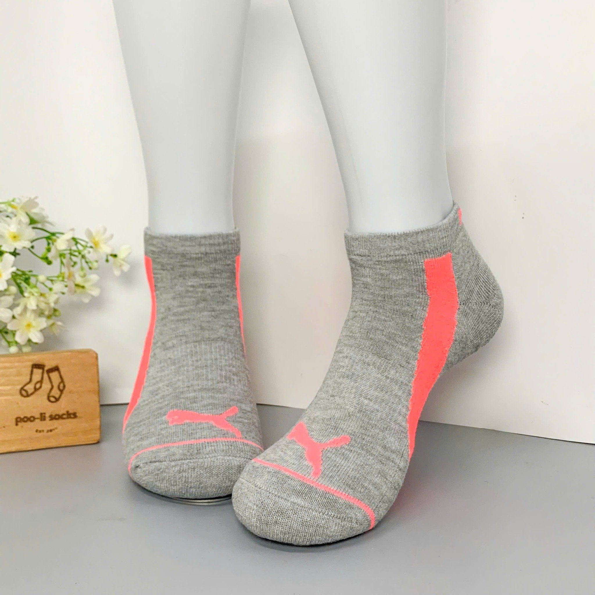 Vớ ngắn hiệu Puma xám sọc cam