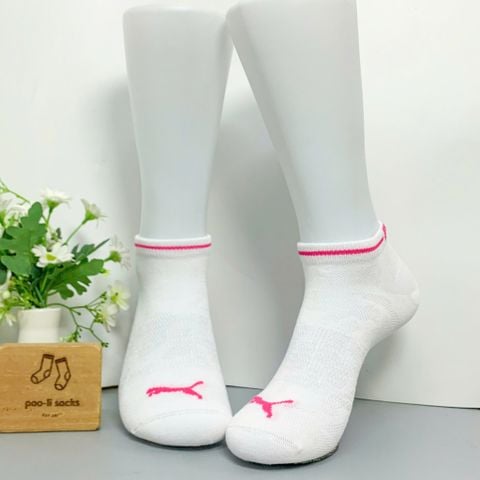  Vớ ngắn HIỆU PUMA màu trắng sọc hồng 