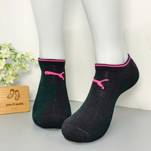  Vớ ngắn hiệu Puma đen sọc hồng 