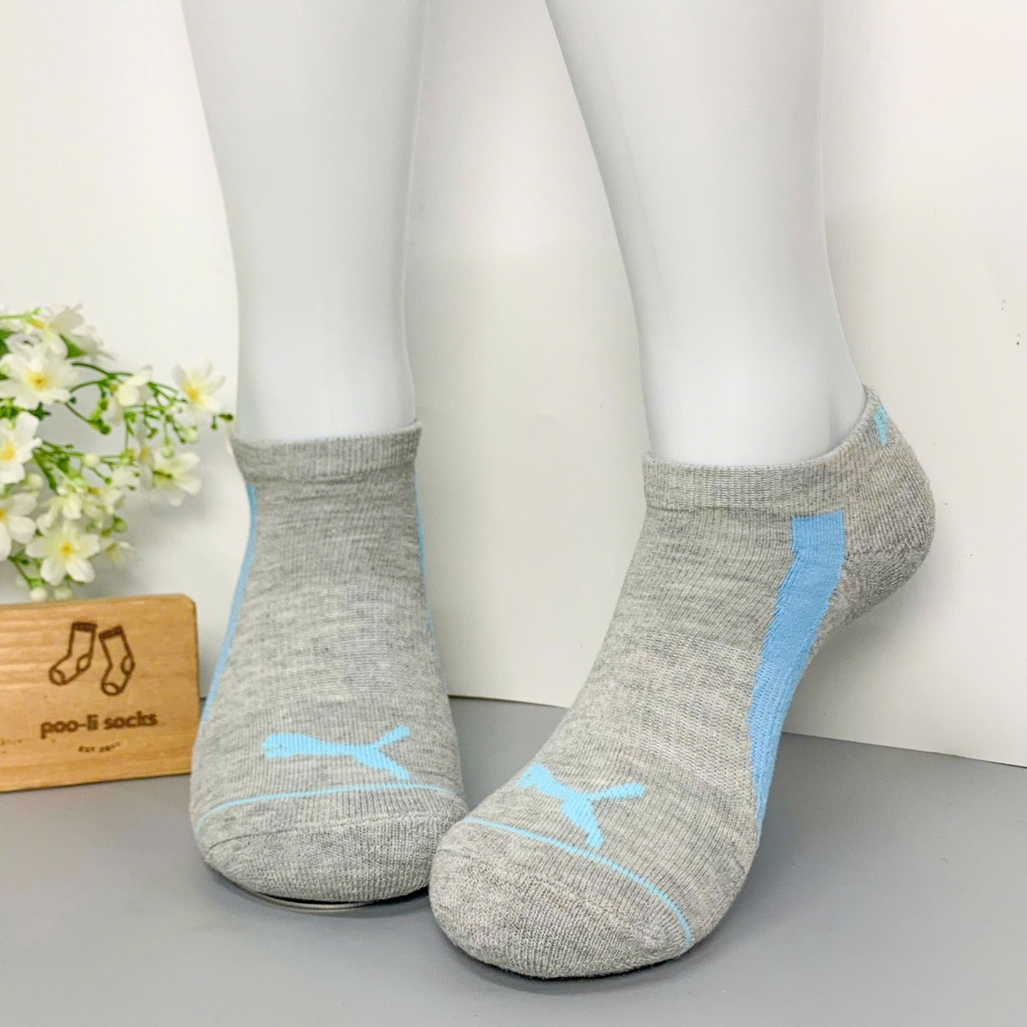 Vớ ngắn hiệu Puma xám sọc xanh
