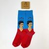Vớ dài họa tiết nghệ thuật Frida Kahlo xanh đỏ