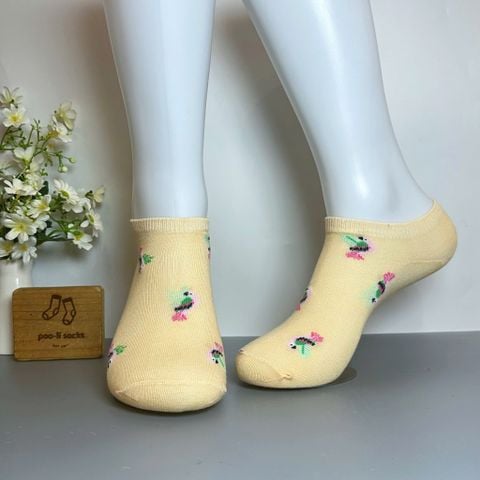  Vớ ngắn màu cam họa tiết con vẹt hồng 
