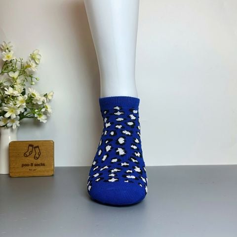  Vớ ngắn xanh dương họa tiết đốm báo 