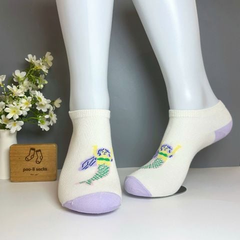  Vớ ngắn màu trắng họa tiêt tiên cá 