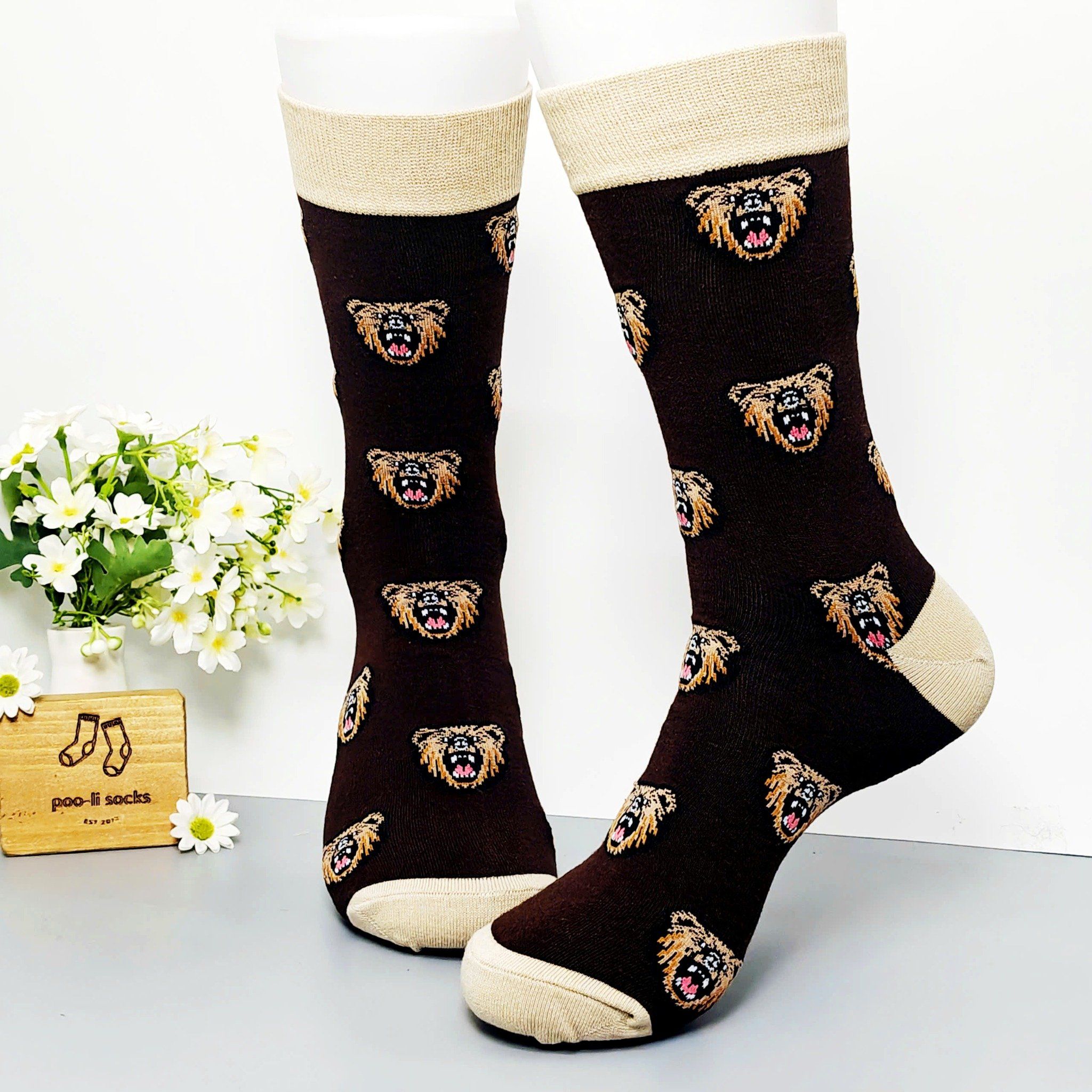 Vớ dài hoạ tiết mặt gấu dữ