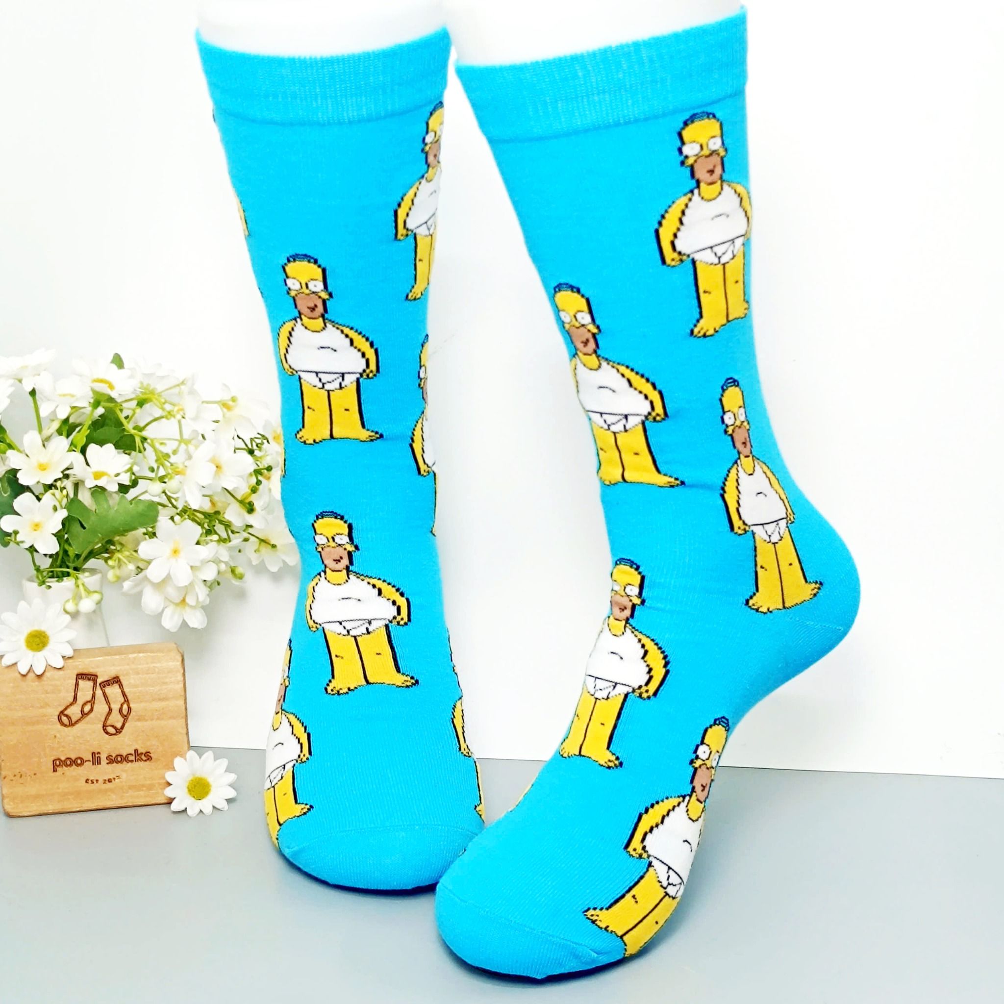 Vớ dài xanh ngọc hoạ tiết nhân vật HOMER SIMPSON mặc bỉm