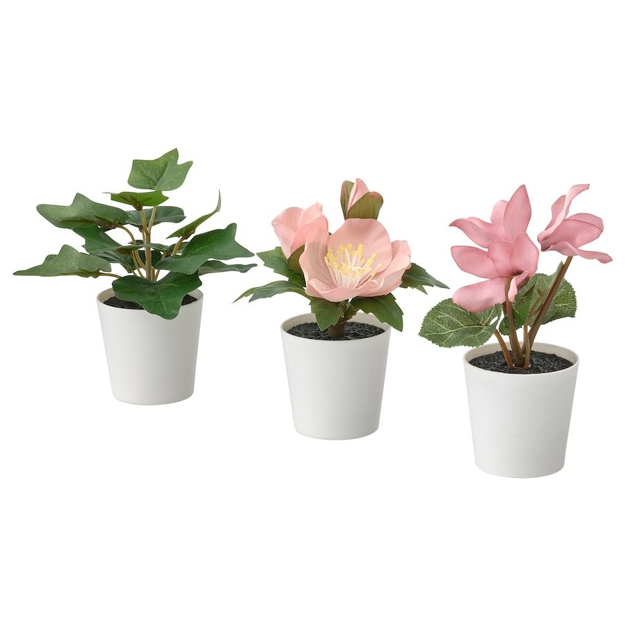 BỘ 3 CHẬU CÂY HOA VẢI FEJKA IKEA
