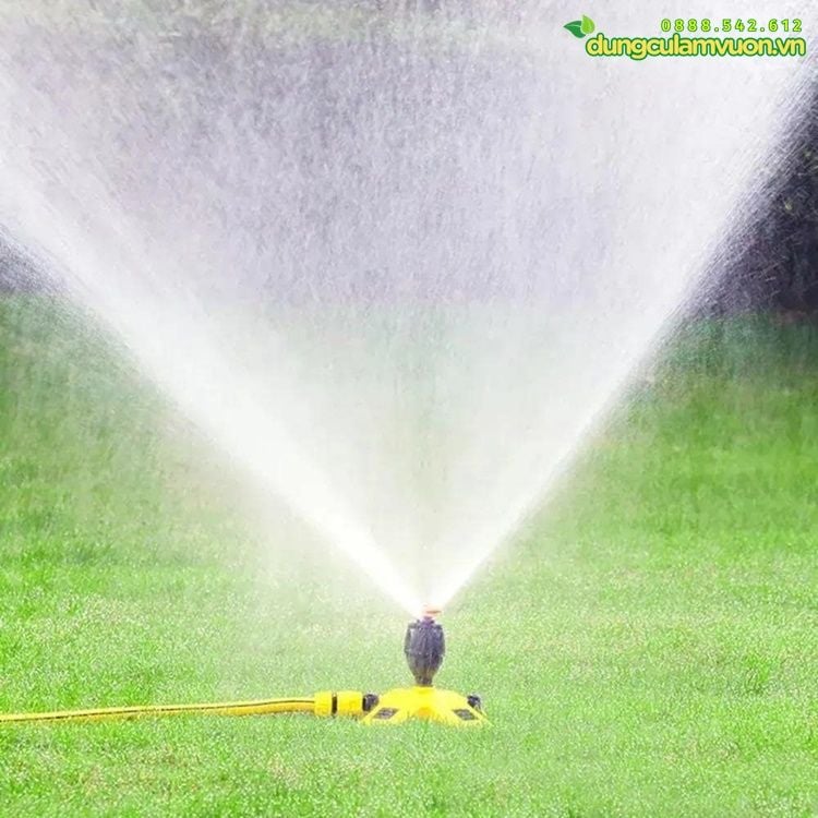  Đầu tưới cao - phun nước tự động 360 độ - đế vàng béc cam 