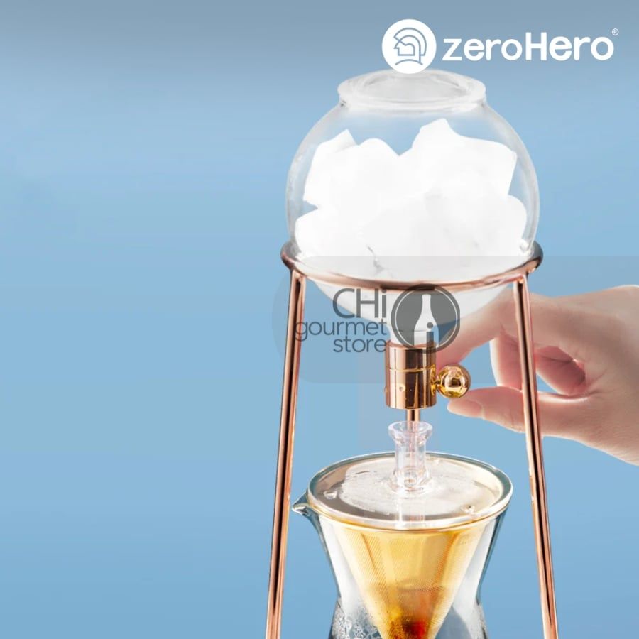Tháp Pha Cà Phê Coldbrew Màu RoseGold 400ml - DingYuan MINI Ice drip coffee maker zeroHero