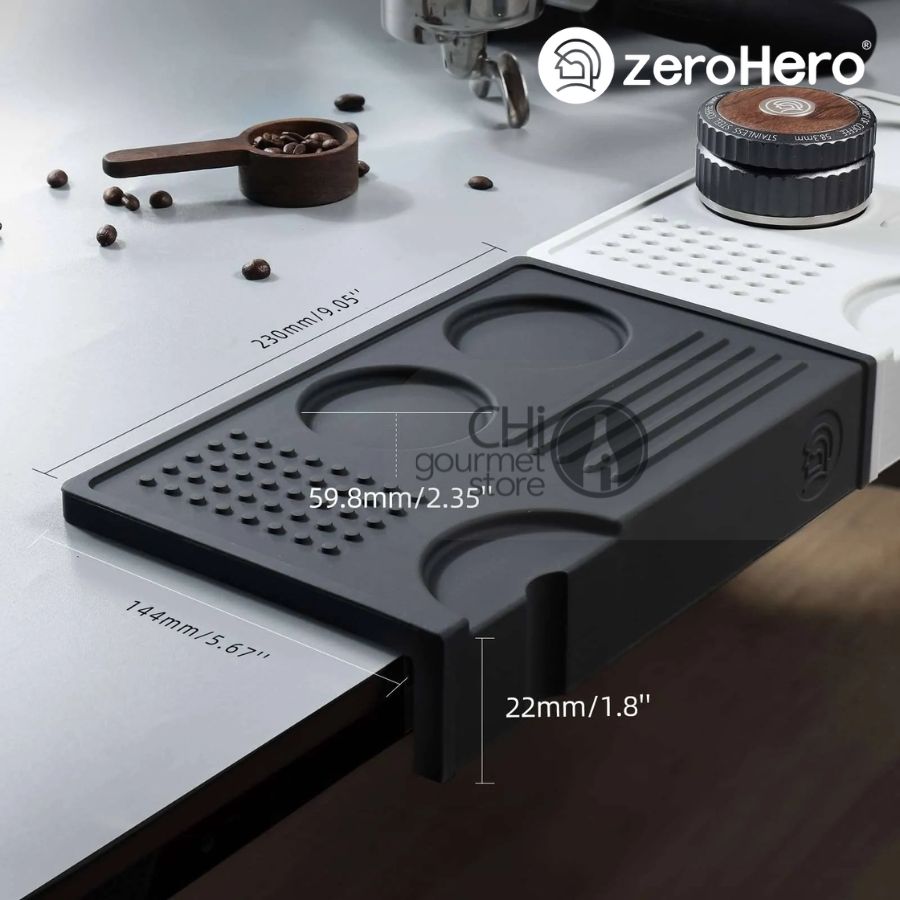zeroHero Espresso Tamper Mat (Grey) - Tấm lót đựng dụng cụ pha chế bằng silicon màu xám