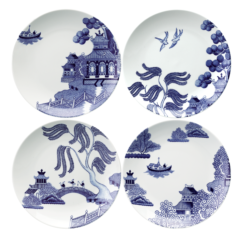 WILLOW LOVE STORY - SET OF 4 X 21CM SALAD PLATE (ASSORTED)