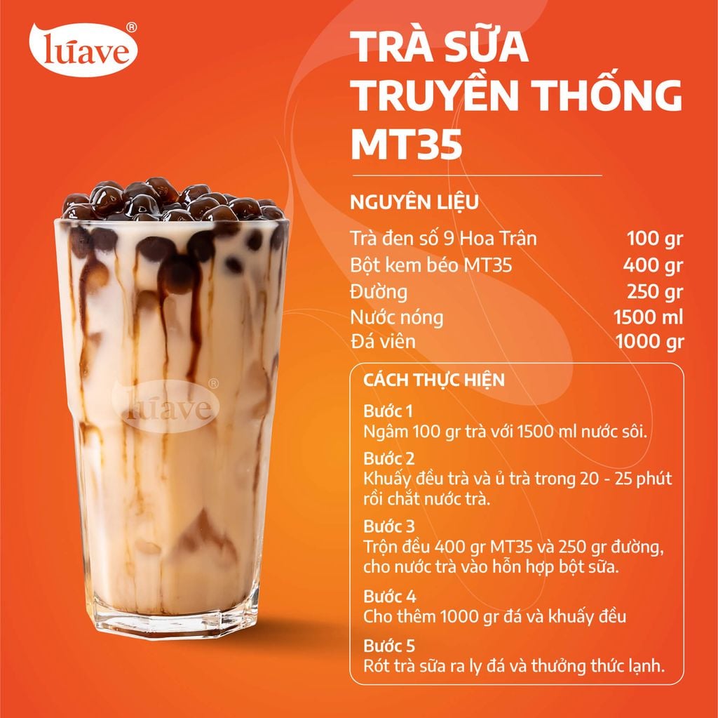 Bột Kem Béo Thực Vật MT35 Lúave - Bột pha trà sữa, tôn vị trà, béo vị sữa, kết hợp được nhiều loại trà