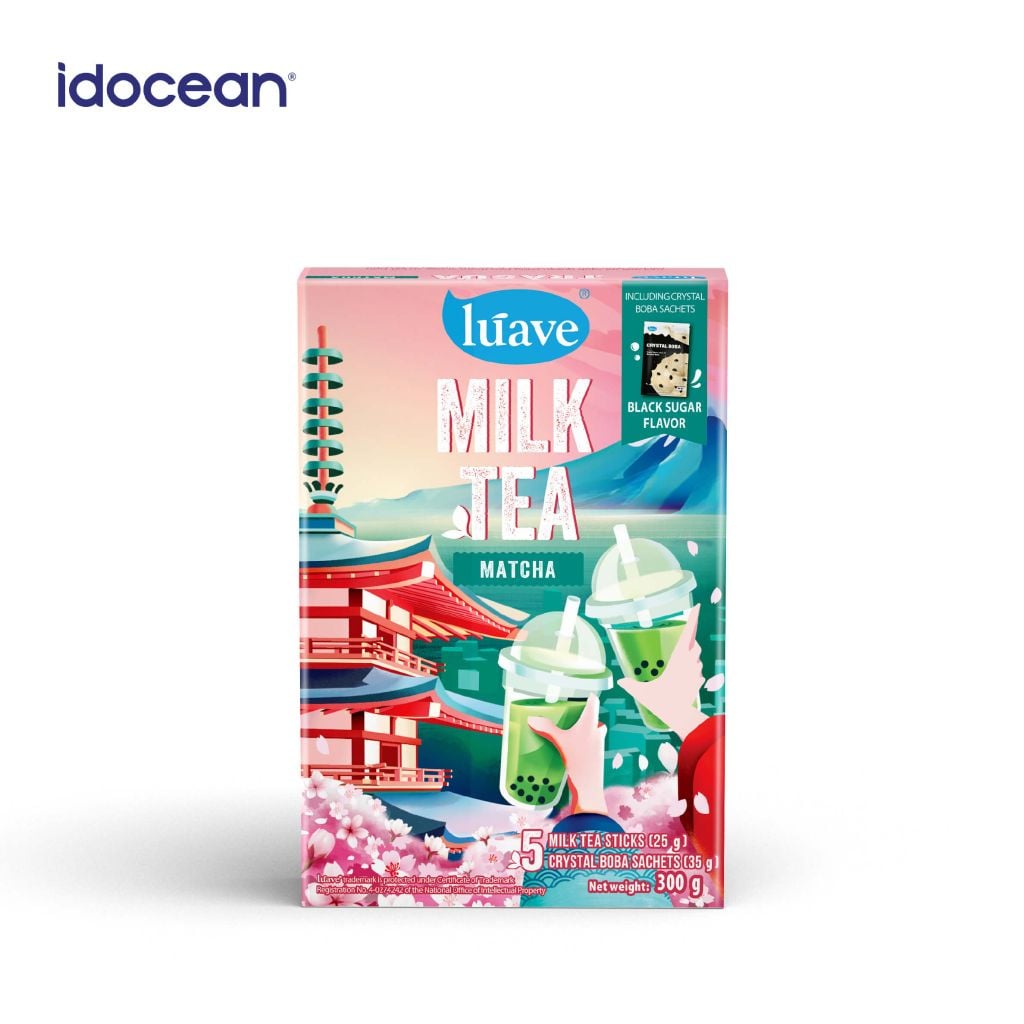 Trà sữa hòa tan Lúave Matcha 300gr  (5 gói trà sữa, 5 gói trân châu, đậm vị nguyên bản, ngon chuẩn tiệm)