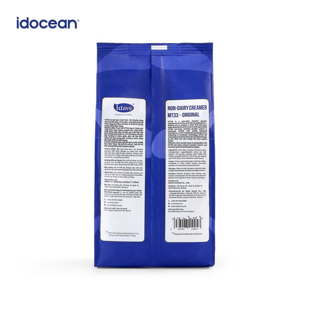 Bột Kem Béo Thực Vật MT33 Lúave - Bột Pha Trà Sữa Béo Ngậy, Đậm Trà, Phù Hợp Nhiều Loại Trà, Cà Phê