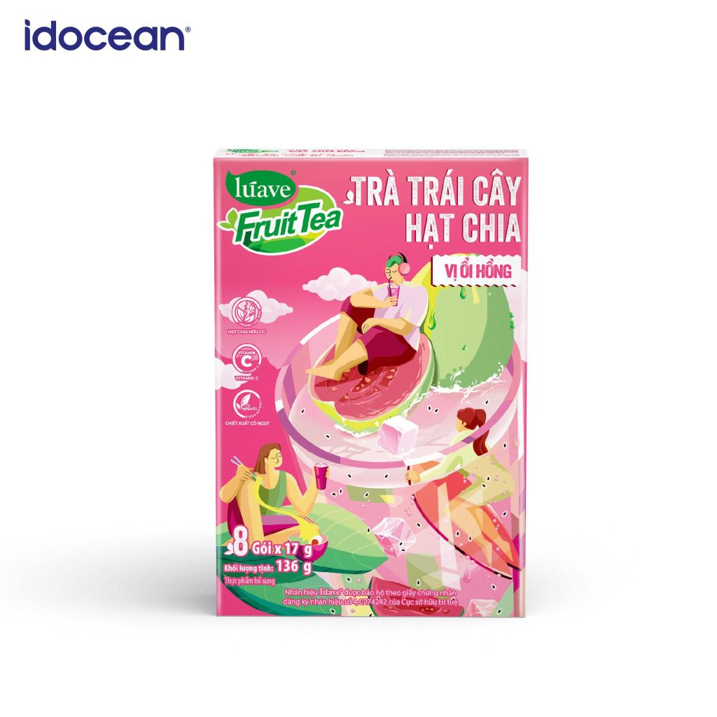 Trà trái cây hạt chia Lúave - Vị ổi hồng (Bổ sung vitamin C, sử dụng hạt chia hữu cơ, chiết xuất cỏ ngọt Stevia)