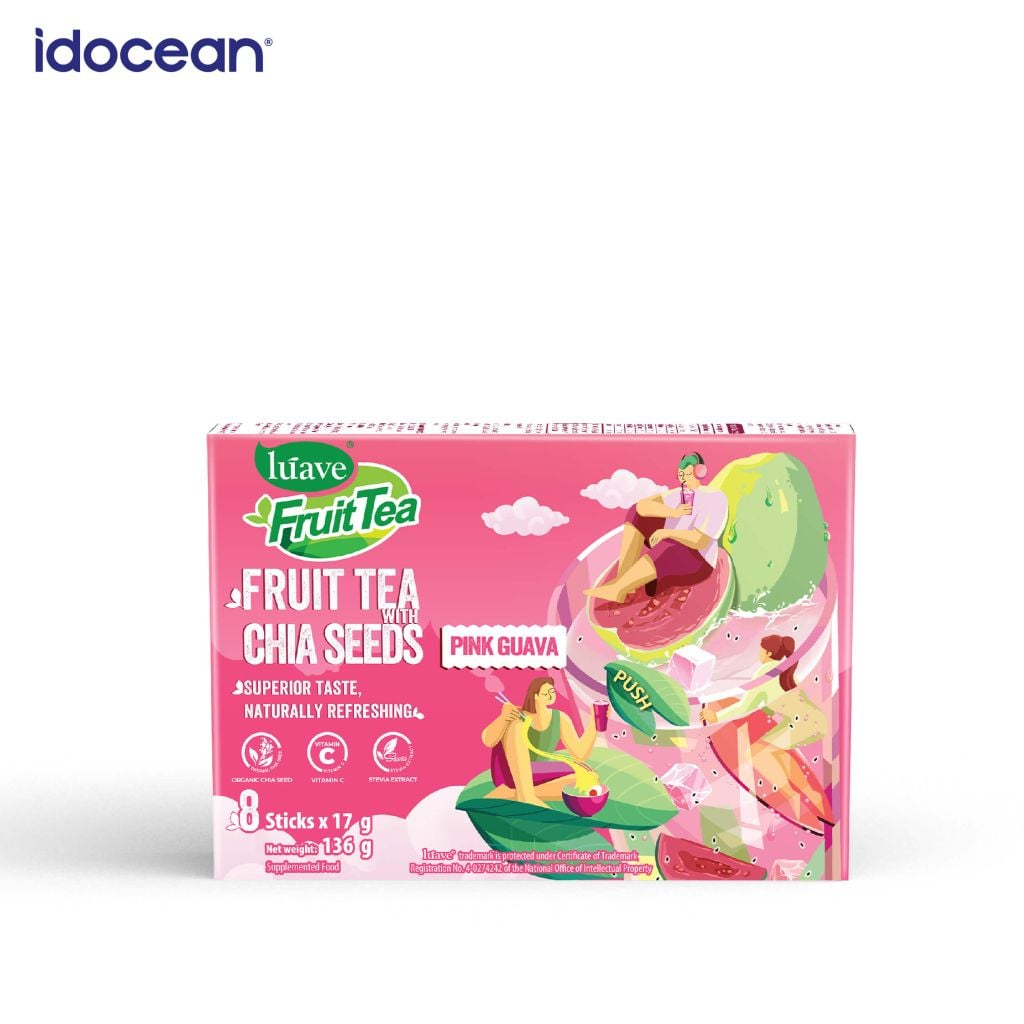 Trà trái cây hạt chia Lúave - Vị ổi hồng (Bổ sung vitamin C, sử dụng hạt chia hữu cơ, chiết xuất cỏ ngọt Stevia)