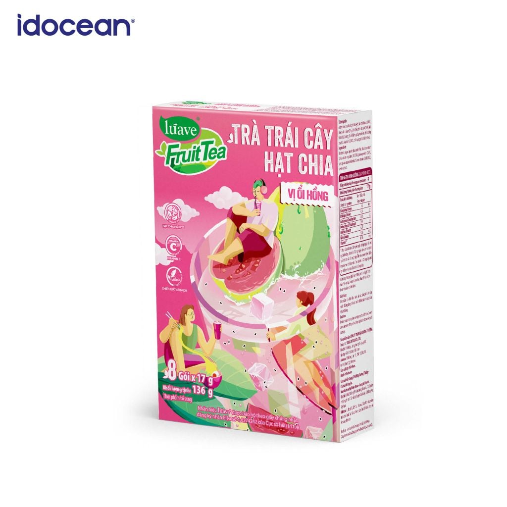 Trà trái cây hạt chia Lúave - Vị ổi hồng (Bổ sung vitamin C, sử dụng hạt chia hữu cơ, chiết xuất cỏ ngọt Stevia)