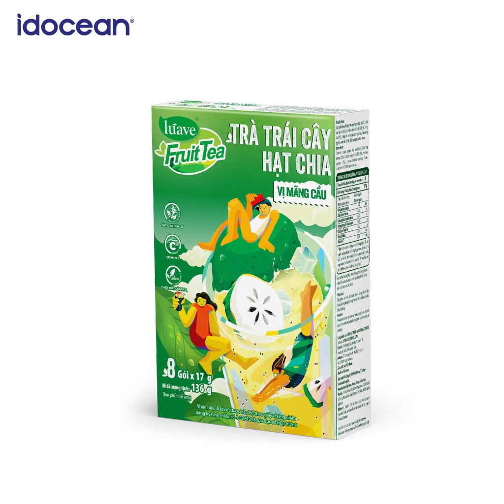 Trà trái cây hạt chia Lúave - Vị mãng cầu (Bổ sung vitamin C, sử dụng hạt chia hữu cơ, chiết xuất cỏ ngọt Stevia)