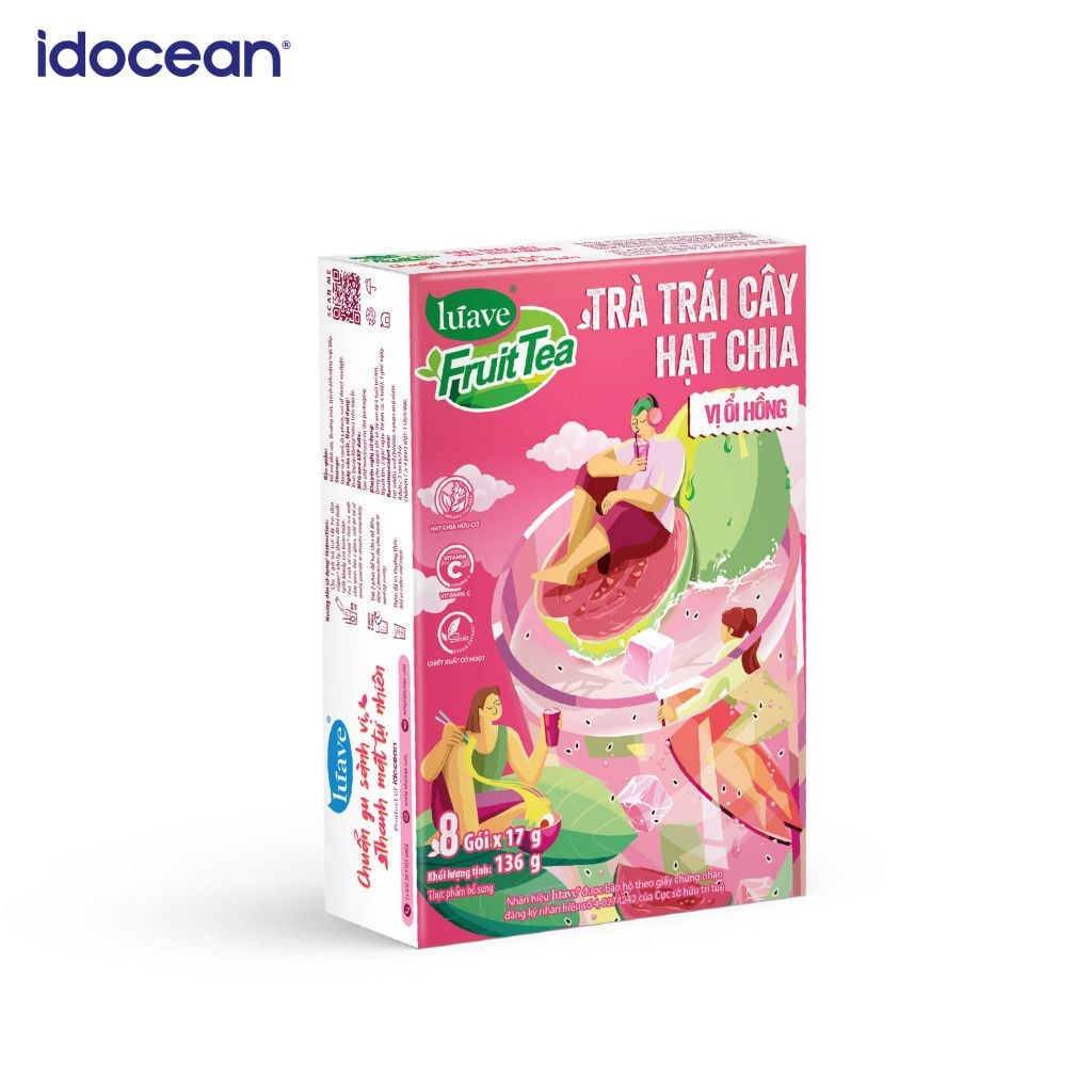 Trà trái cây hạt chia Lúave - Vị ổi hồng (Bổ sung vitamin C, sử dụng hạt chia hữu cơ, chiết xuất cỏ ngọt Stevia)