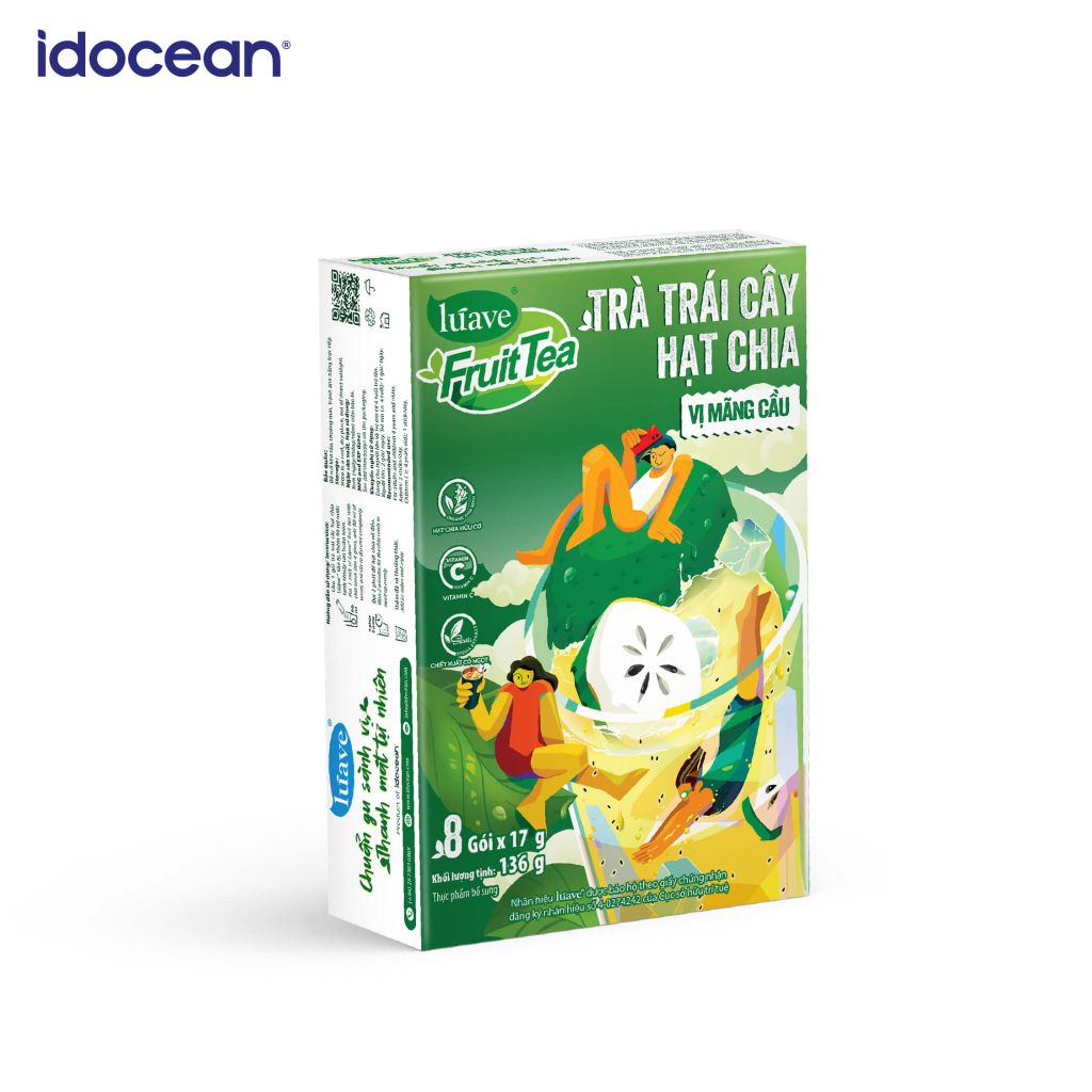 Trà trái cây hạt chia Lúave - Vị mãng cầu (Bổ sung vitamin C, sử dụng hạt chia hữu cơ, chiết xuất cỏ ngọt Stevia)