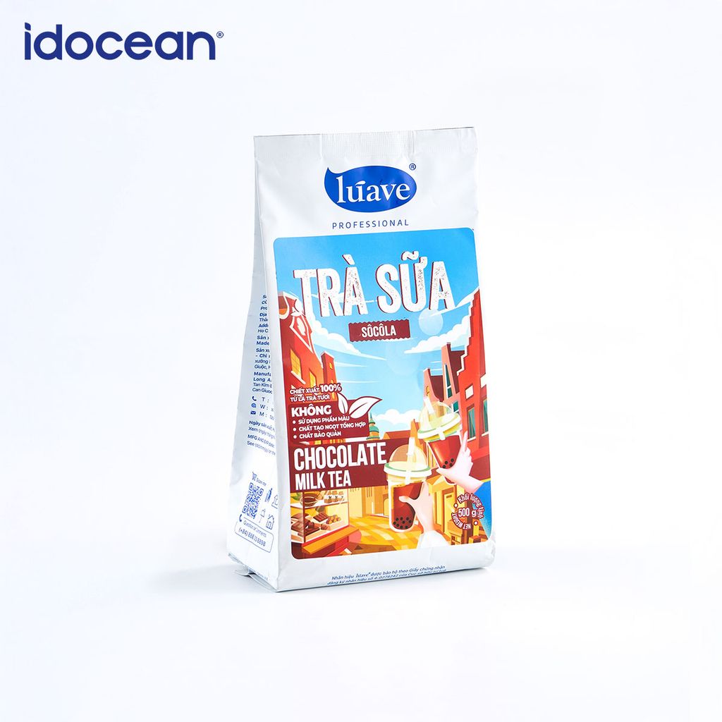 Trà sữa hòa tan Lúave - Vị sô cô la 500gr (Pha được 2,4 lít trà sữa, chiết xuất từ lá trà tươi, không chất bảo quản,...)